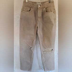 We The Free Dakota Straight Leg Distressed Tan‎ Jean